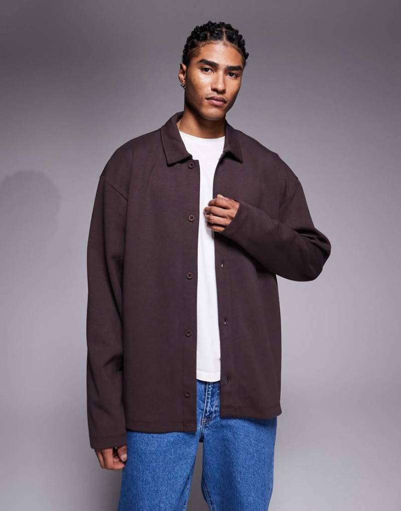 ASOS DESIGN - Schwere Relaxed Fit Jerseyjacke in Braun-Brown ASOS DESIGN - Schwere Relaxed Fit Jerseyjacke in Braun-Brown von ASOS DESIGN
