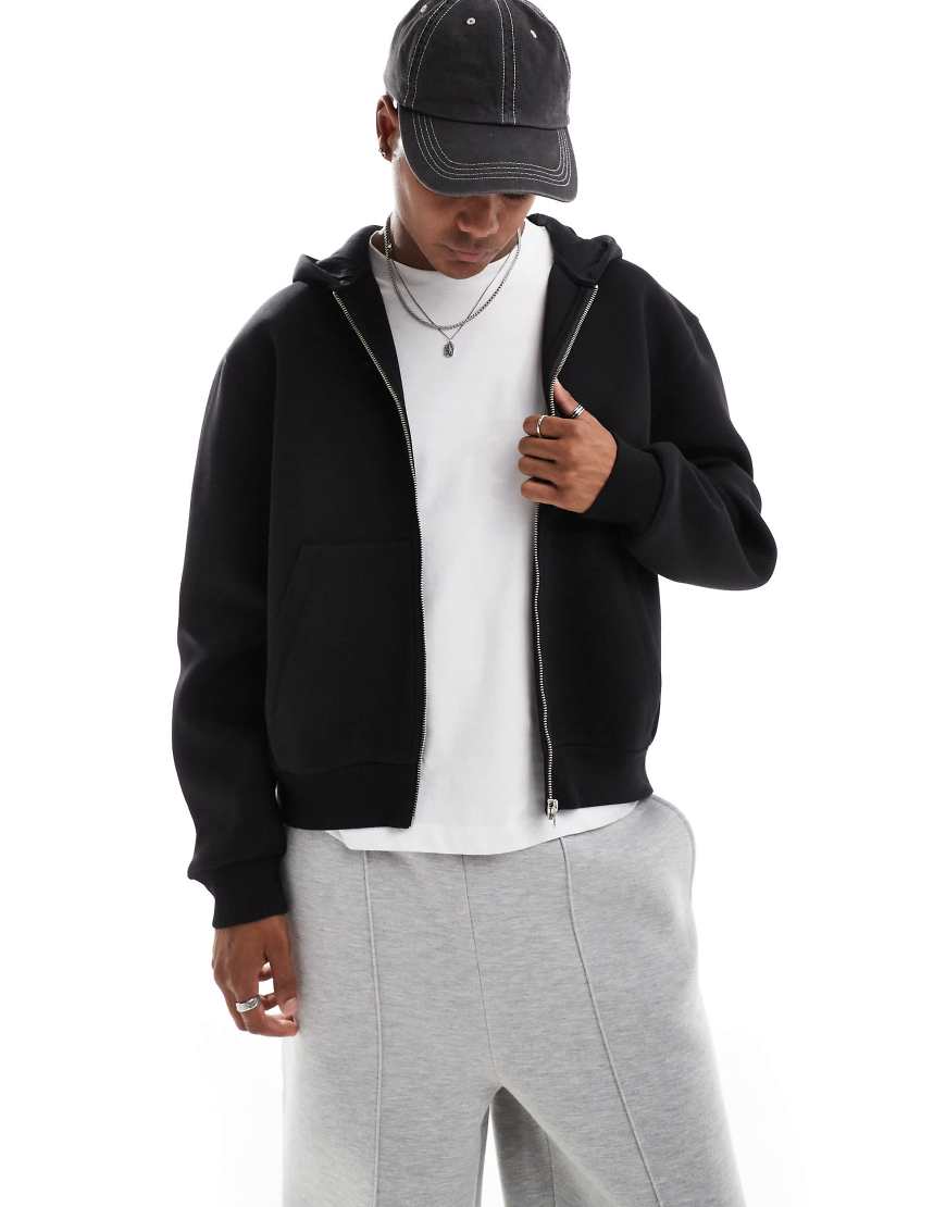 ASOS DESIGN - Schwerer, kastiger Oversize-Kapuzenpullover aus Scuba-Stoff in Schwarz ASOS DESIGN - Schwerer, kastiger Oversize-Kapuzenpullover aus Scuba-Stoff in Schwarz von ASOS DESIGN