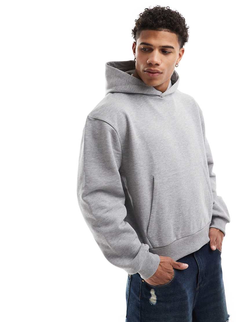 ASOS DESIGN - Schwerer, kastiger Oversize-Kapuzenpullover in Grau meliert, 400 g/m² ASOS DESIGN - Schwerer, kastiger Oversize-Kapuzenpullover in Grau meliert, 400 g/m² von ASOS DESIGN