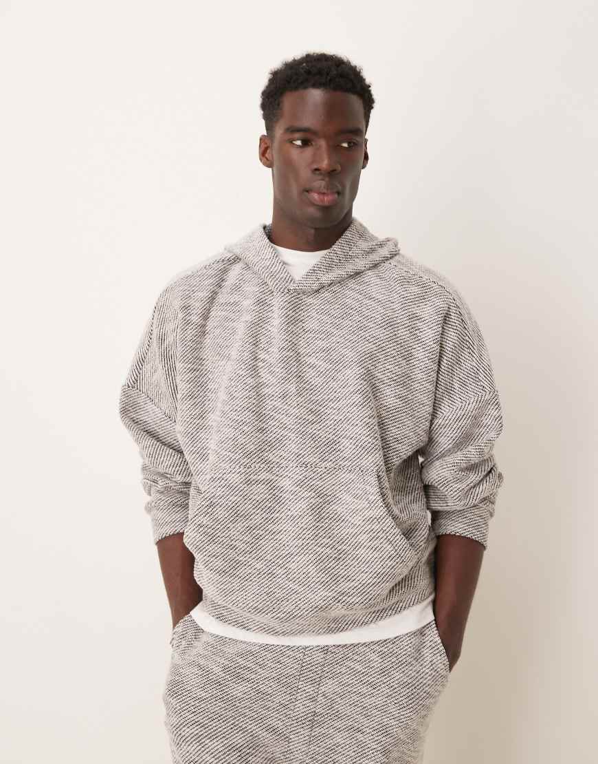ASOS DESIGN - Schwerer Oversize-Kapuzenpullover in Grau meliert mit überschnittenen Schultern, Kombiteil ASOS DESIGN - Schwerer Oversize-Kapuzenpullover in Grau meliert mit überschnittenen Schultern, Kombiteil von ASOS DESIGN