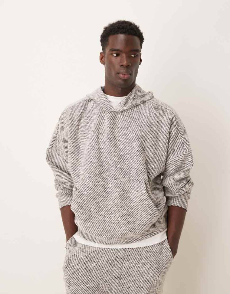 ASOS DESIGN - Schwerer Oversize-Kapuzenpullover in Grau meliert mit überschnittenen Schultern, Kombiteil von ASOS DESIGN