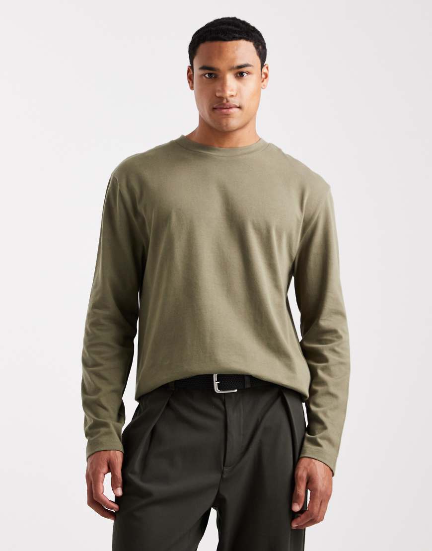 ASOS DESIGN - Schweres, langärmliges Relaxed Fit T-Shirt in Khaki-Grün ASOS DESIGN - Schweres, langärmliges Relaxed Fit T-Shirt in Khaki-Grün von ASOS DESIGN