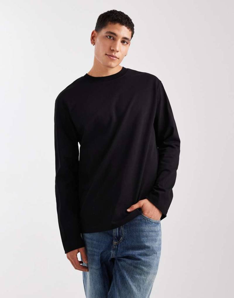 ASOS DESIGN - Schweres, langärmliges Relaxed-Fit-T-Shirt in Schwarz von ASOS DESIGN