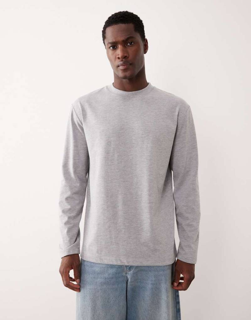 ASOS DESIGN - Schweres, locker geschnittenes Shirt in Grau meliert mit langen Ärmeln ASOS DESIGN - Schweres, locker geschnittenes Shirt in Grau meliert mit langen Ärmeln von ASOS DESIGN
