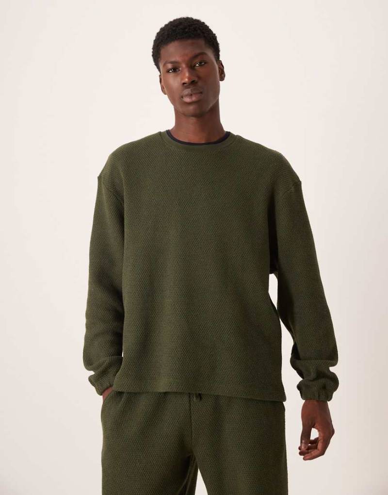 ASOS DESIGN - Schweres, strukturiertes Oversize-Sweatshirt in Grün, 400 g/m², Kombiteil von ASOS DESIGN