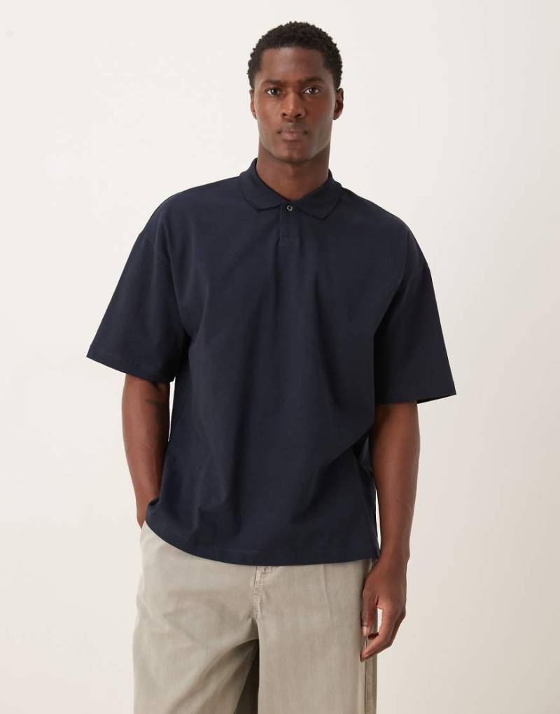 ASOS DESIGN - Schweres Oversize-Poloshirt in Marineblau von ASOS DESIGN
