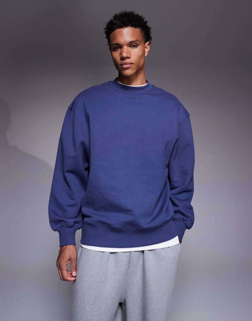 ASOS DESIGN - Schweres Oversize-Sweatshirt aus hochwertigem Material in Blau, 400 g/m² von ASOS DESIGN