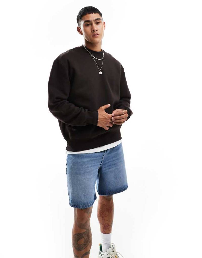 ASOS DESIGN - Premium - Schweres Oversize-Sweatshirt in Braun, 400 g/m² von ASOS DESIGN