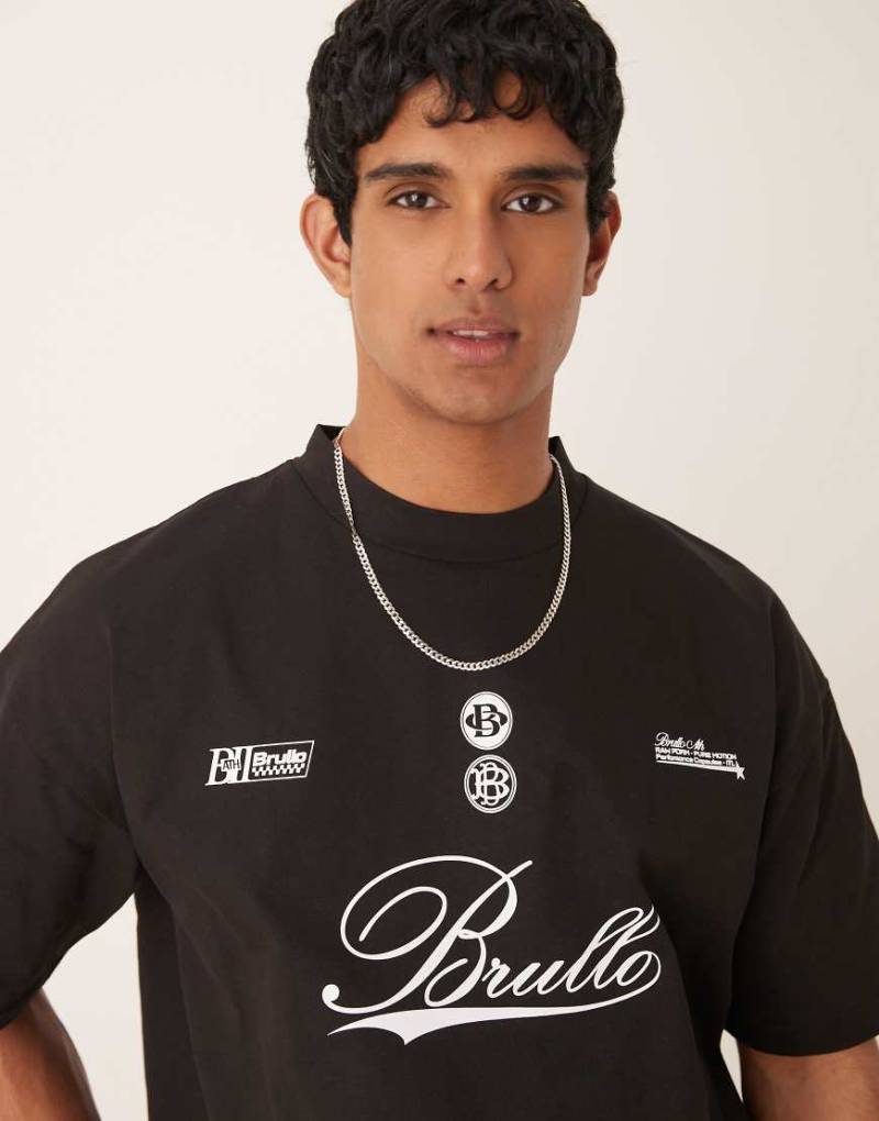 ASOS DESIGN - Schweres Oversize-T-Shirt in Schwarz mit Schriftzug-Print von ASOS DESIGN