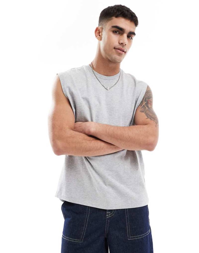 ASOS DESIGN - Schweres Oversize-Tanktop in meliertem Grau von ASOS DESIGN