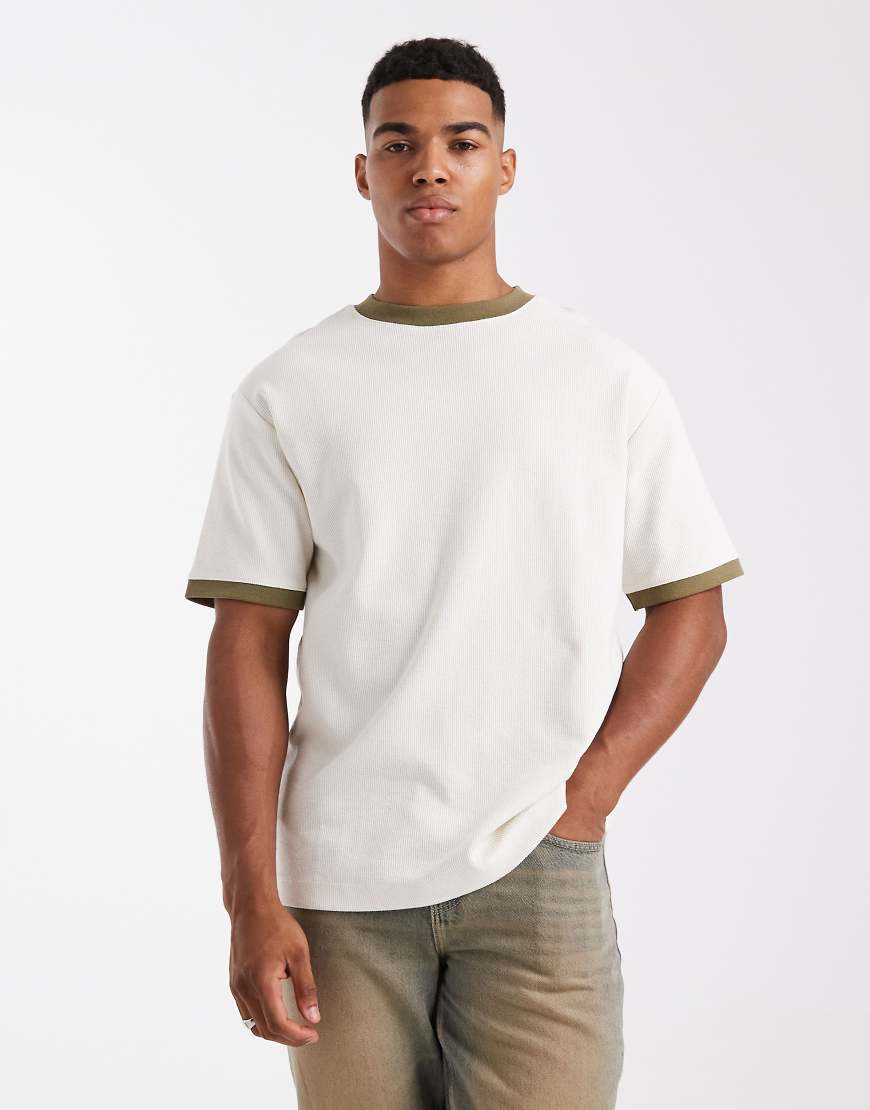 ASOS DESIGN - Schweres Relaxed-Fit-T-Shirt in Creme mit Textur-Weiß von ASOS DESIGN
