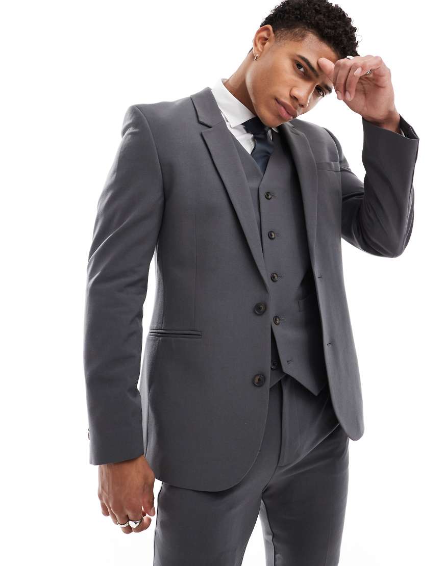 ASOS DESIGN - Sehr enge Anzugjacke in Grau von ASOS DESIGN