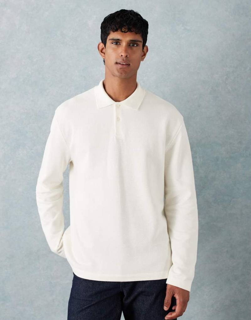ASOS DESIGN - Sehr schweres Relaxed-Fit-Polohemd aus Pikee in Cremeweiß von ASOS DESIGN