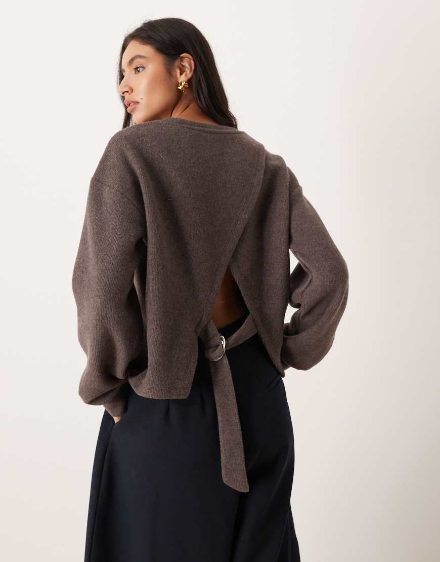 ASOS DESIGN - Sehr weiches, angerautes Oberteil in Braun mit verstellbarer Taillierung und D-Ring-Brown von ASOS DESIGN