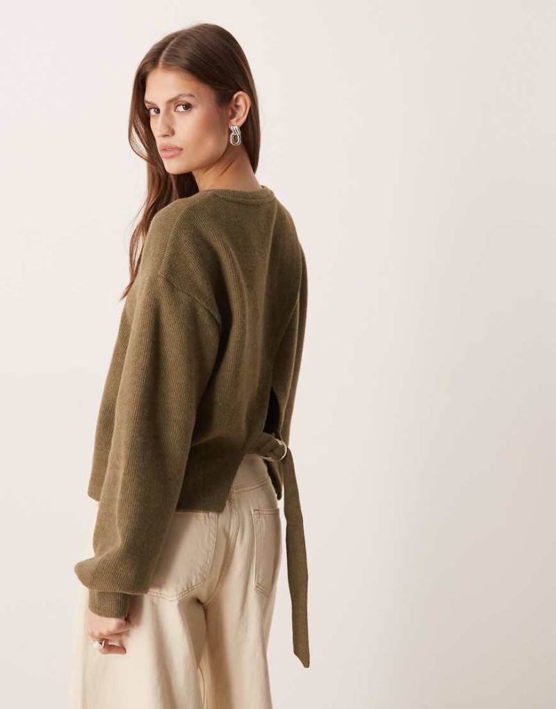 ASOS DESIGN - Sehr weiches, gebürstetes Oberteil in Oliv mit verstellbarer Taillierung und D-Ring-Grün von ASOS DESIGN