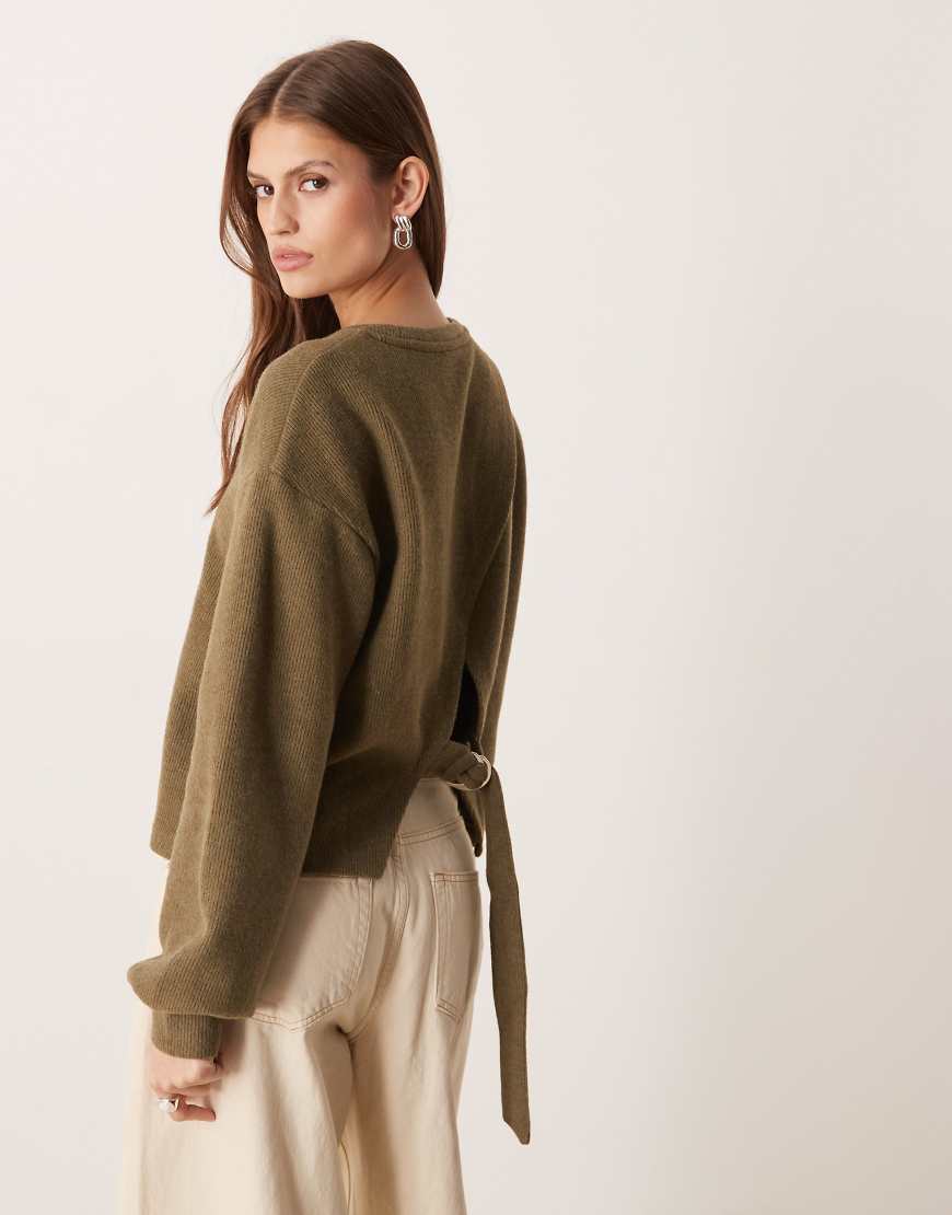 ASOS DESIGN - Sehr weiches, gebürstetes Oberteil in Oliv mit verstellbarer Taillierung und D-Ring-Grün von ASOS DESIGN