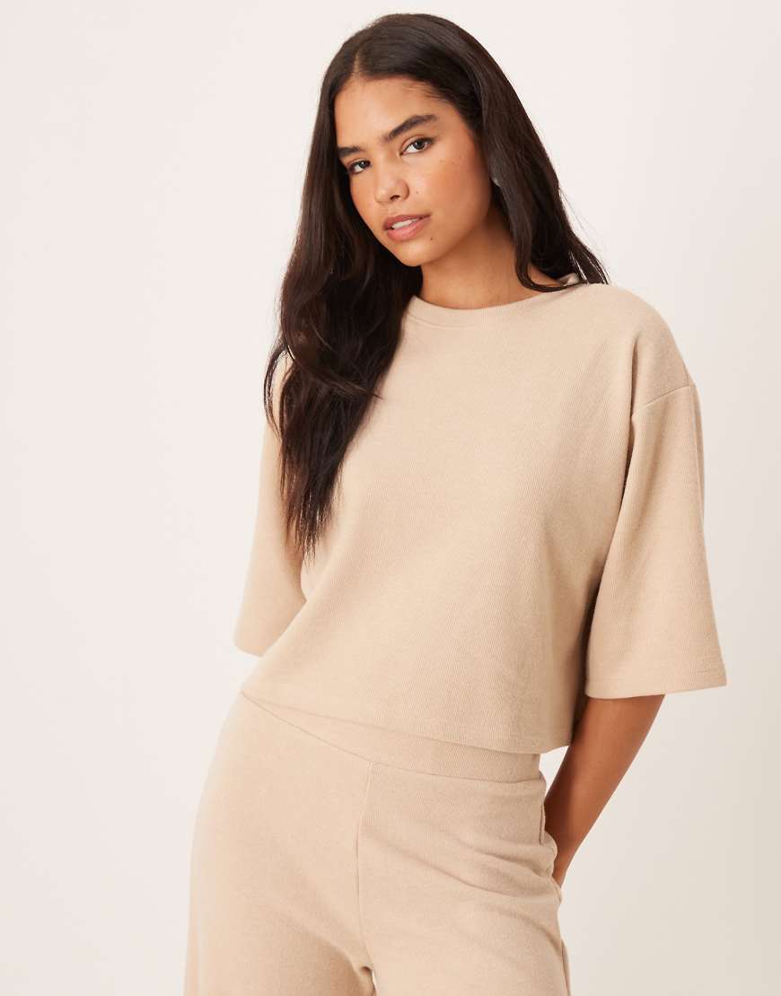 ASOS DESIGN - Sehr weiches, kastiges Oversize-T-Shirt in hellem Taupe, Kombiteil-Neutral von ASOS DESIGN