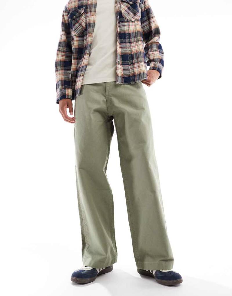 ASOS DESIGN - Loose-Fit-Cargohose aus khakifarbenem Canvas-Grün von ASOS DESIGN