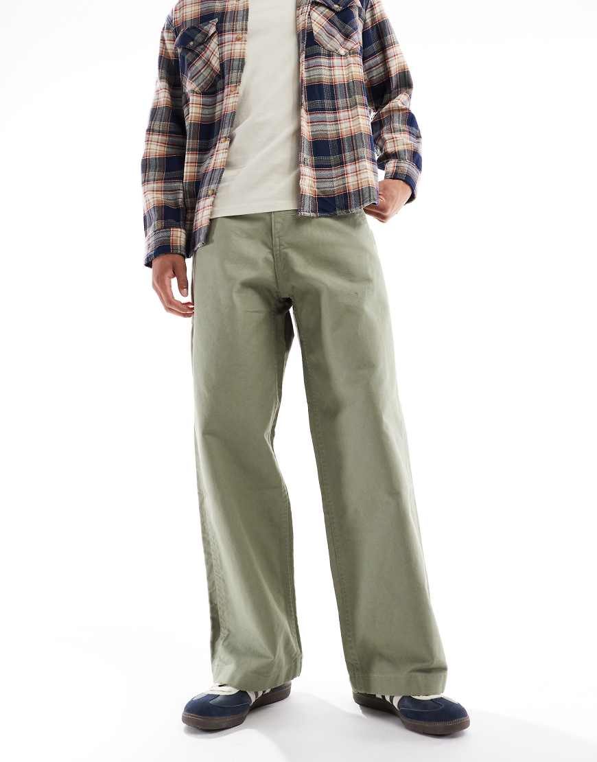 ASOS DESIGN - Loose-Fit-Cargohose aus khakifarbenem Canvas-Grün von ASOS DESIGN