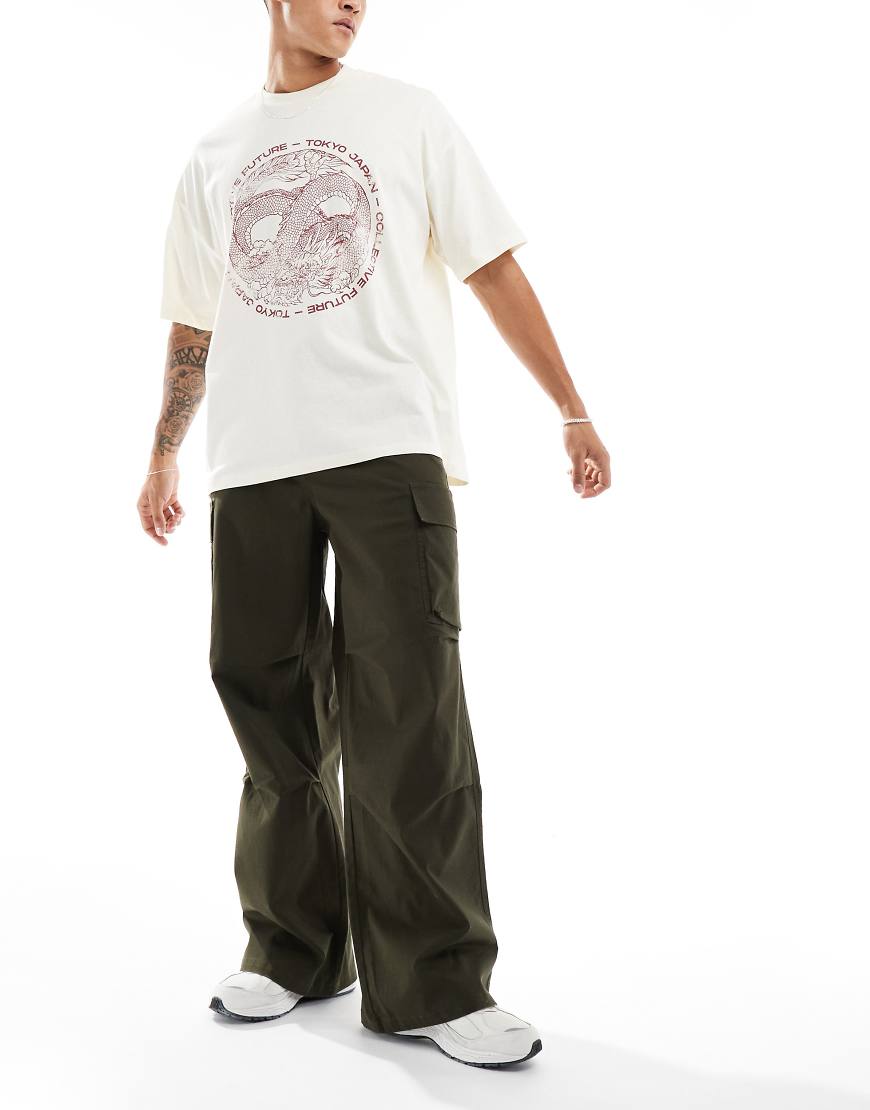 ASOS DESIGN - Sehr weite Cargohose in Khaki-Grün von ASOS DESIGN