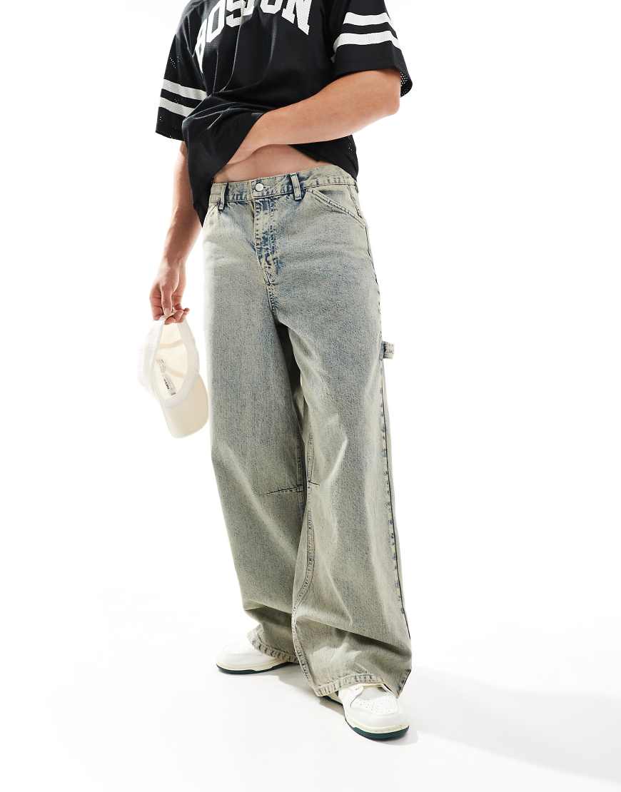 ASOS DESIGN - Sehr weite Carpenter-Jeans mit Vintage-Tönung-Blau ASOS DESIGN - Sehr weite Carpenter-Jeans mit Vintage-Tönung-Blau von ASOS DESIGN