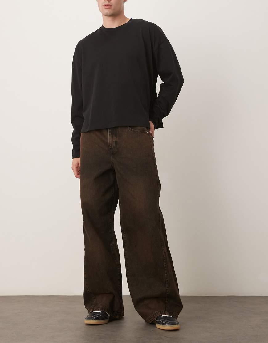 ASOS DESIGN - Sehr weite Jeans in brauner Waschung-Brown von ASOS DESIGN