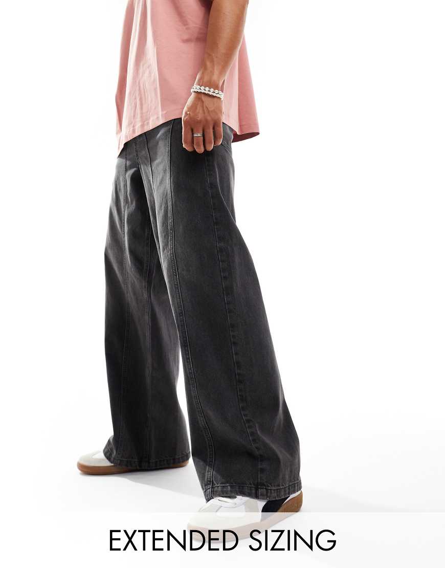 ASOS DESIGN - Sehr weite Jeans in verwaschenem Schwarz mit Einsätzen ASOS DESIGN - Sehr weite Jeans in verwaschenem Schwarz mit Einsätzen von ASOS DESIGN