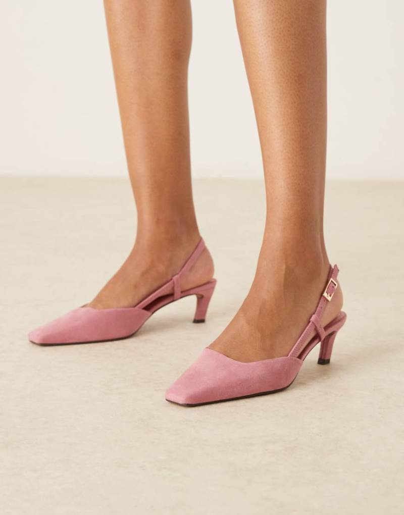 ASOS DESIGN - Shadow - Schuhe aus Wildlederimitat in Rosa mit spitzer Zehenpartie und mittelhohem Absatz von ASOS DESIGN