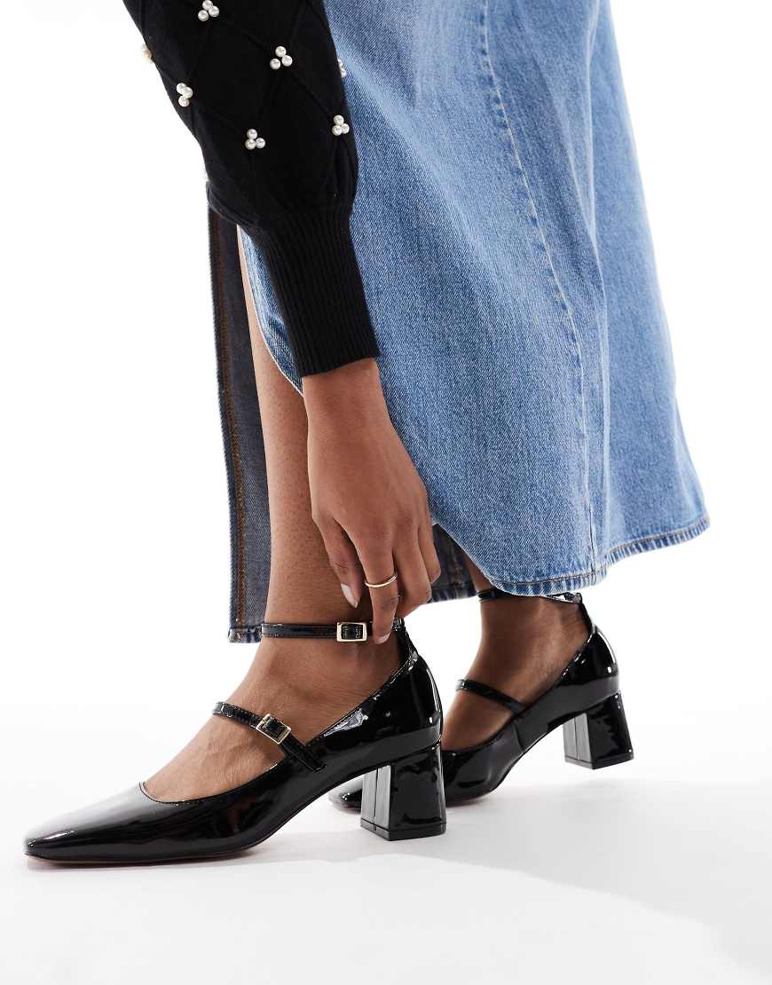 ASOS DESIGN - Sheldon - Mary-Jane-Schuhe in Schwarz mit mittelhohem Blockabsatz von ASOS DESIGN