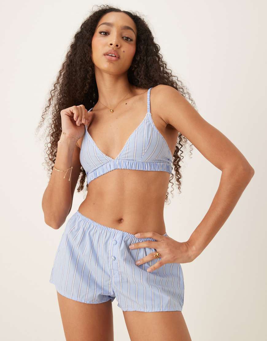 ASOS DESIGN - Sidney - Gewebter Triangel-BH in Blau mit Streifen ASOS DESIGN - Sidney - Gewebter Triangel-BH in Blau mit Streifen von ASOS DESIGN