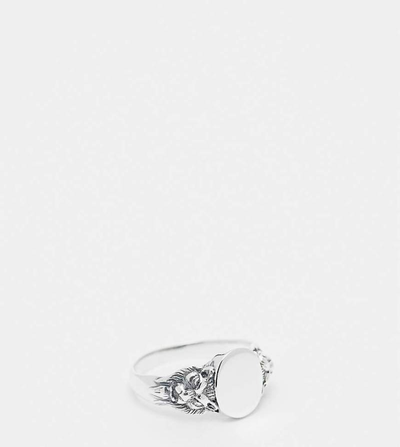 ASOS DESIGN - Siegelring aus Sterlingsilber mit Löwendesign in Silber poliert von ASOS DESIGN
