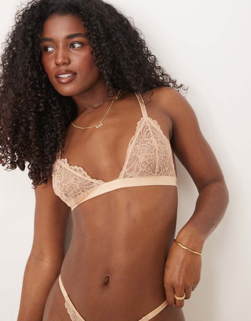 ASOS DESIGN - Sienna - Klassischer Triangel-BH aus Spitze in Beige-Neutral von ASOS DESIGN