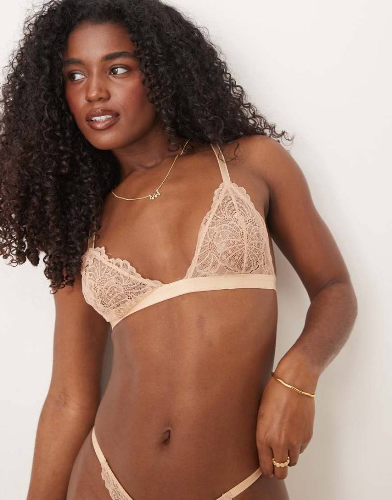 ASOS DESIGN - Sienna - Klassischer Triangel-BH aus Spitze in Beige-Neutral von ASOS DESIGN