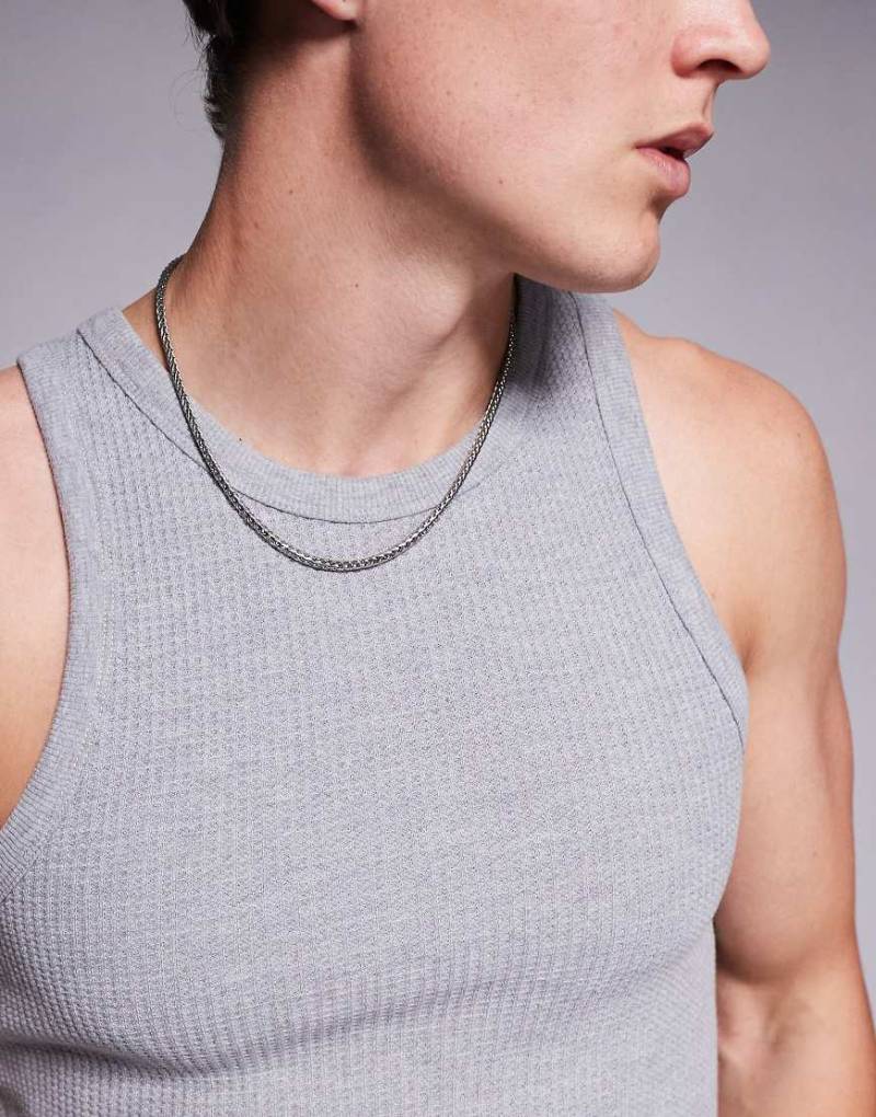 ASOS DESIGN - Silberfarbene, eckige Seil-Halskette aus wasserfestem Edelstahl von ASOS DESIGN