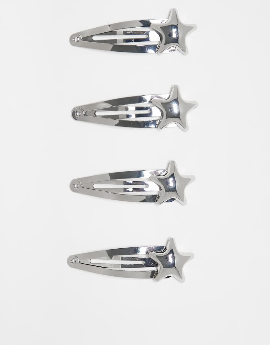 ASOS DESIGN - Silberfarbene Haarspangen mit sternförmiger Blasenverzierung von ASOS DESIGN
