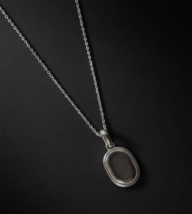 ASOS DESIGN - Silberfarbene Halskette aus Sterlingsilber mit ovalem Anhänger von ASOS DESIGN