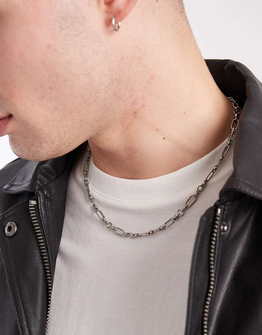 ASOS DESIGN - Silberfarbene Halskette aus wasserfestem Edelstahl mit unterschiedlich geformten Kettengliedern-Goldfarben von ASOS DESIGN