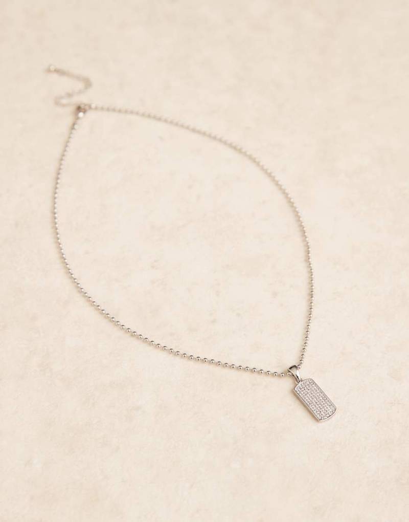 ASOS DESIGN - Silberfarbene Halskette mit Hundeanhänger mit Strass von ASOS DESIGN