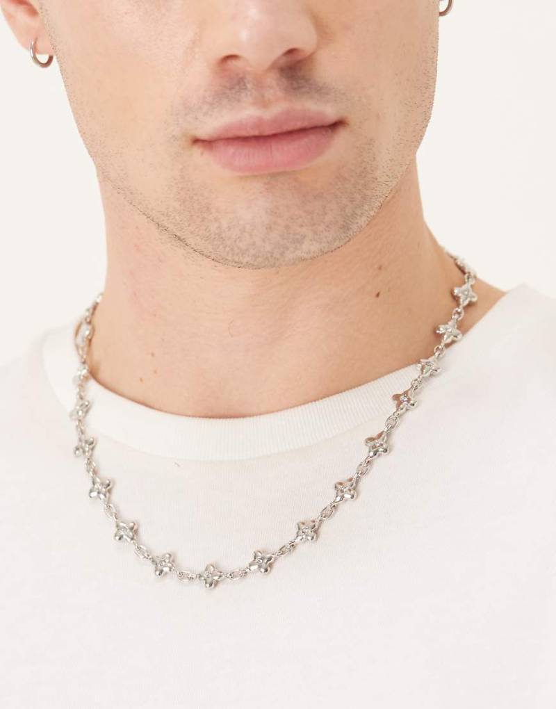 ASOS DESIGN - Silberfarbene Halskette mit bauschigen Kreuzgliedern von ASOS DESIGN