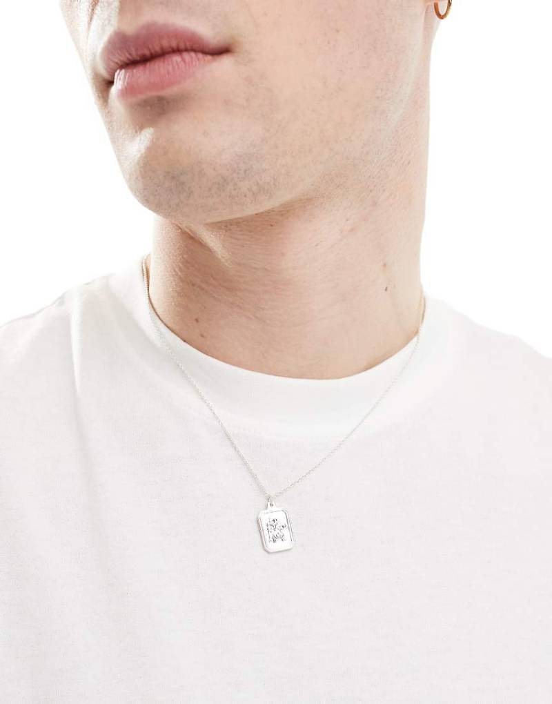 ASOS DESIGN - Silberfarbene Halskette mit rechteckigem Christophorus-Anhänger von ASOS DESIGN