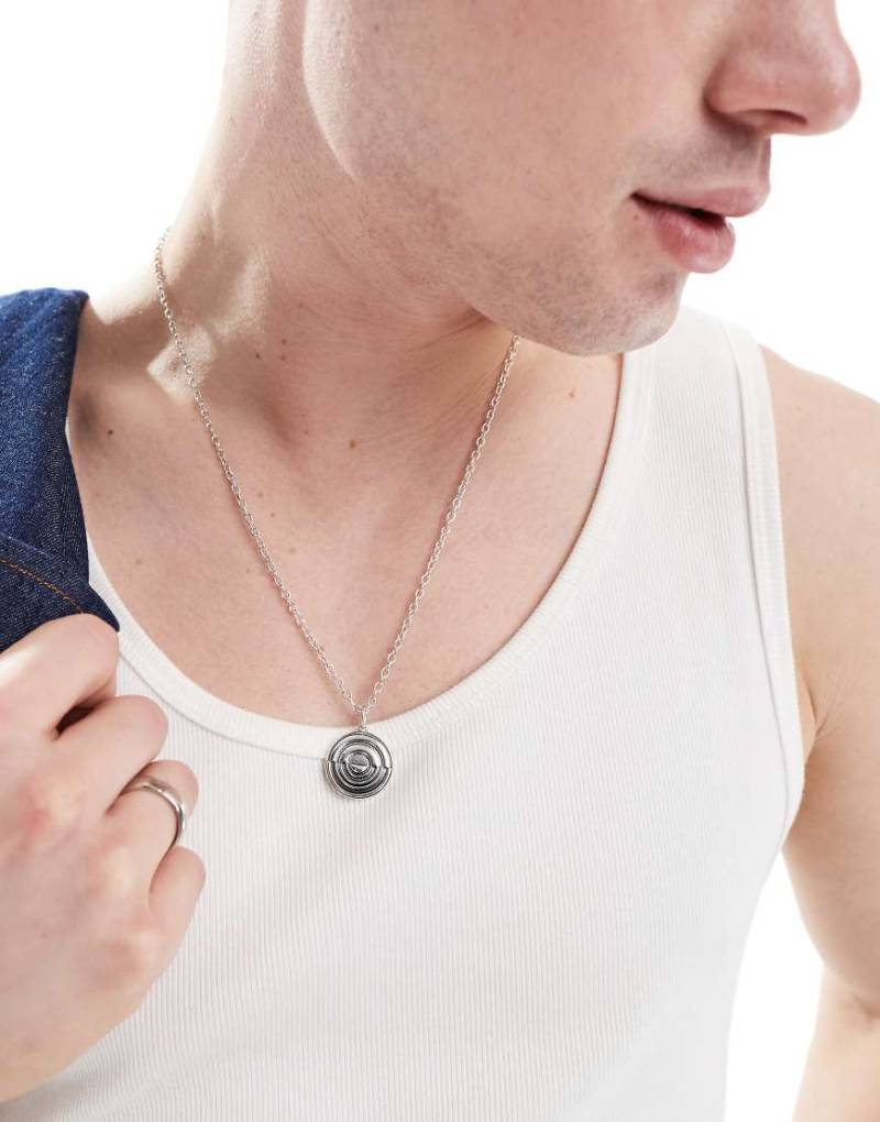 ASOS DESIGN - Silberfarbene Halskette mit rundem Anhänger von ASOS DESIGN