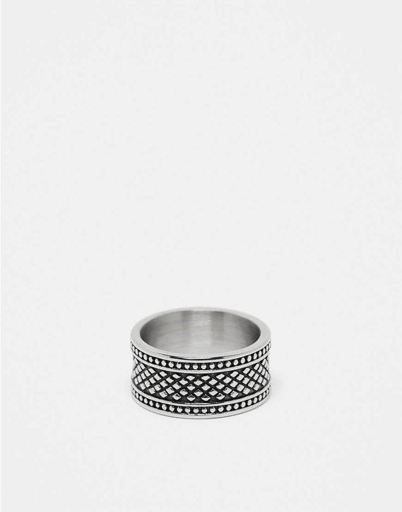 ASOS DESIGN - Silberfarbener Bandring aus wasserfestem Edelstahl mit gepunktetem Strukturmuster von ASOS DESIGN