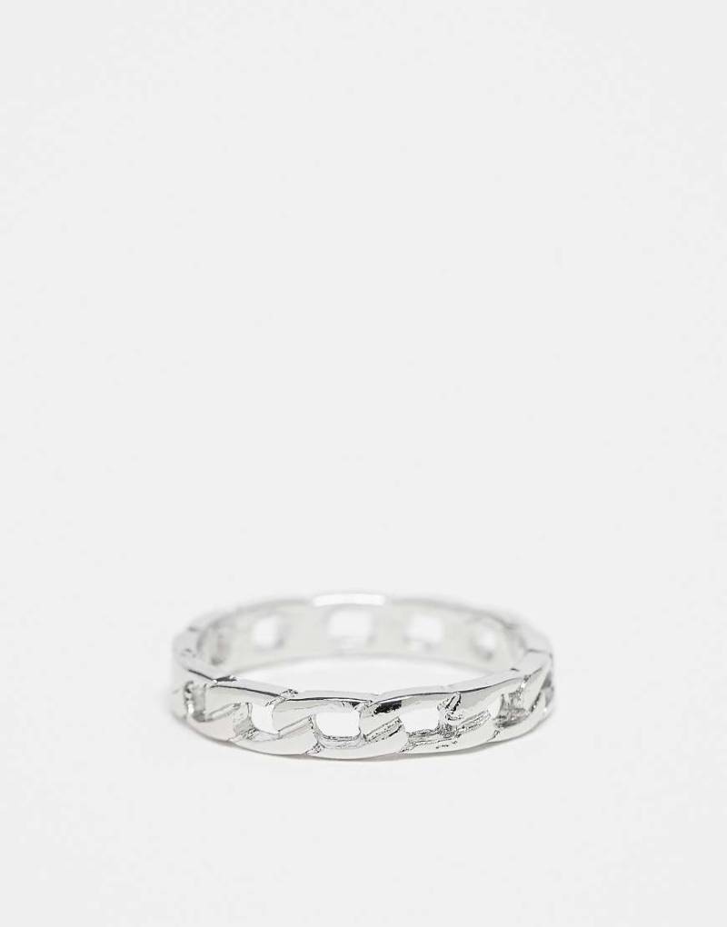 ASOS DESIGN - Silberfarbener Bandring mit Kettenverbindung von ASOS DESIGN