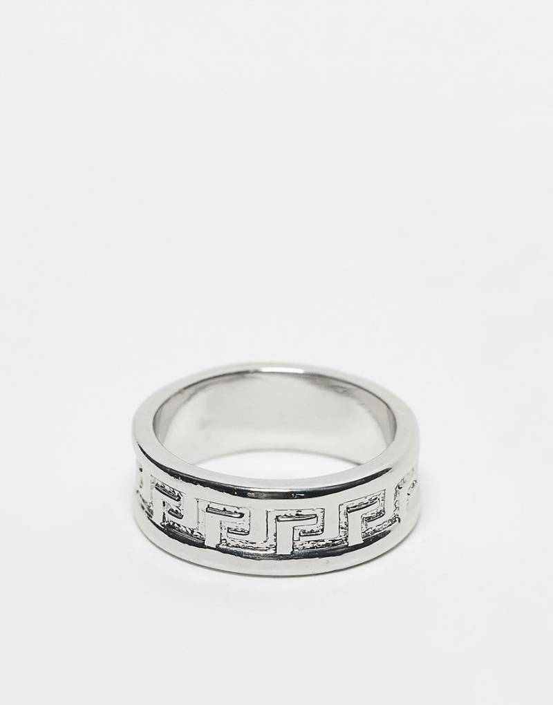 ASOS DESIGN - Silberfarbener Bandring mit Wellendesign im griechischen Stil von ASOS DESIGN