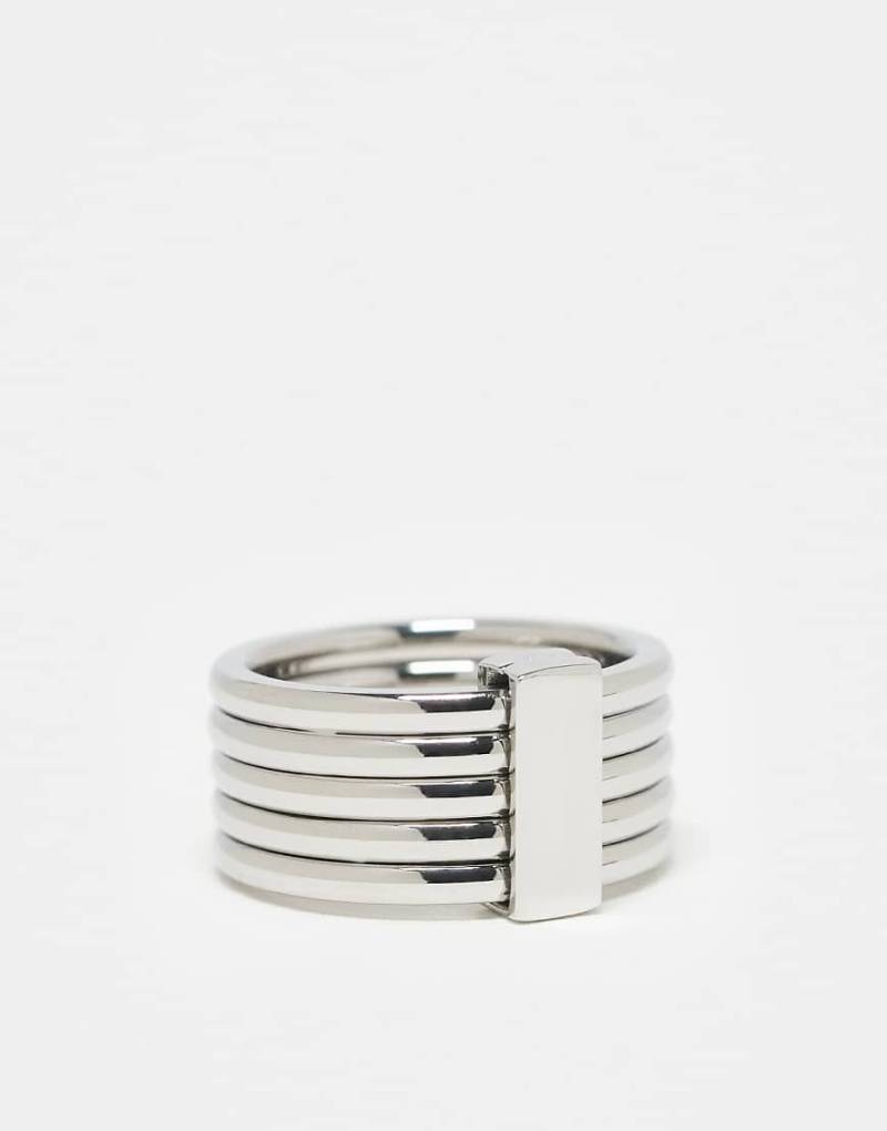 ASOS DESIGN - Silberfarbener Ring aus wasserfestem Edelstahl mit beweglichem Design von ASOS DESIGN