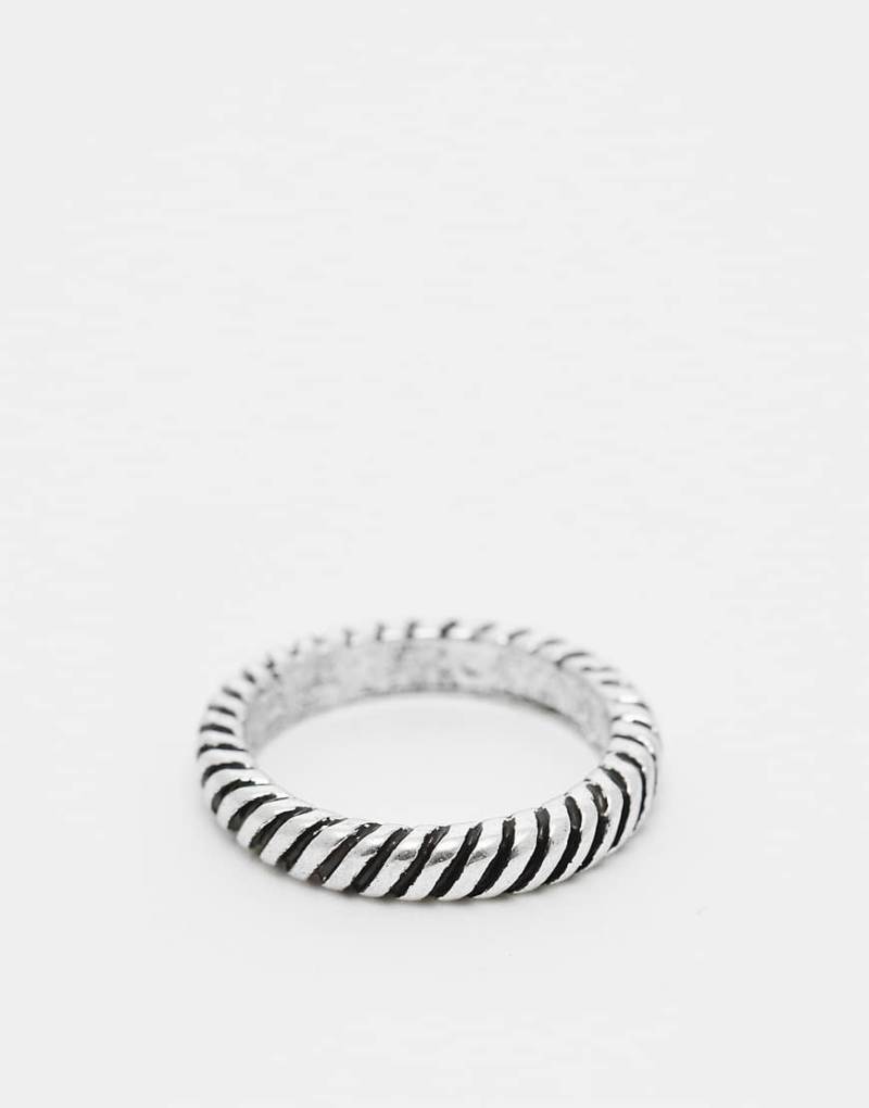 ASOS DESIGN - Silberfarbener Ring in Seiloptik von ASOS DESIGN