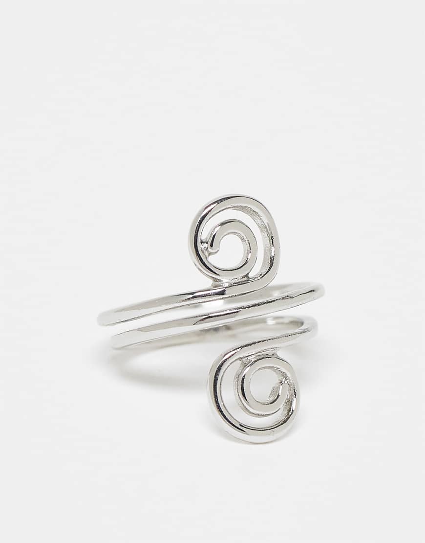 ASOS DESIGN - Silberfarbener Ring mit doppeltem Spiraldesign von ASOS DESIGN