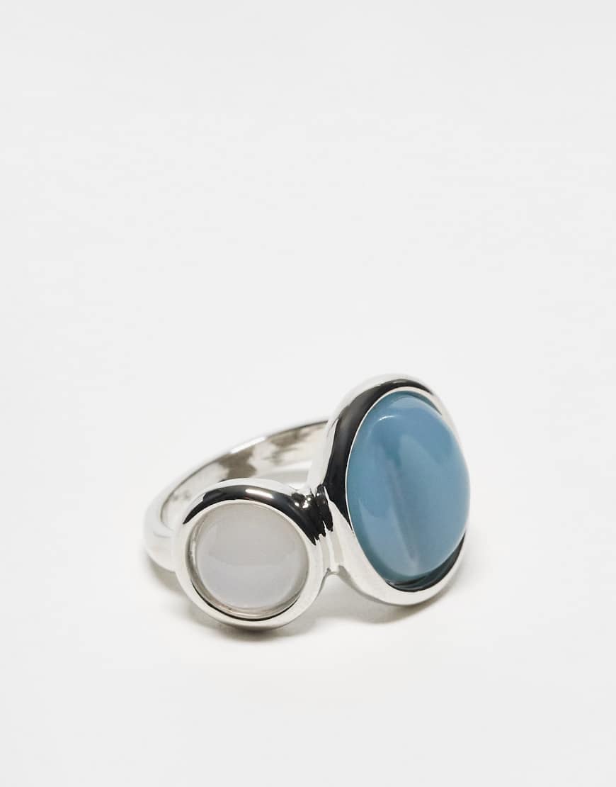 ASOS DESIGN - Silberfarbener Ring mit künstlichen Schmucksteinen von ASOS DESIGN
