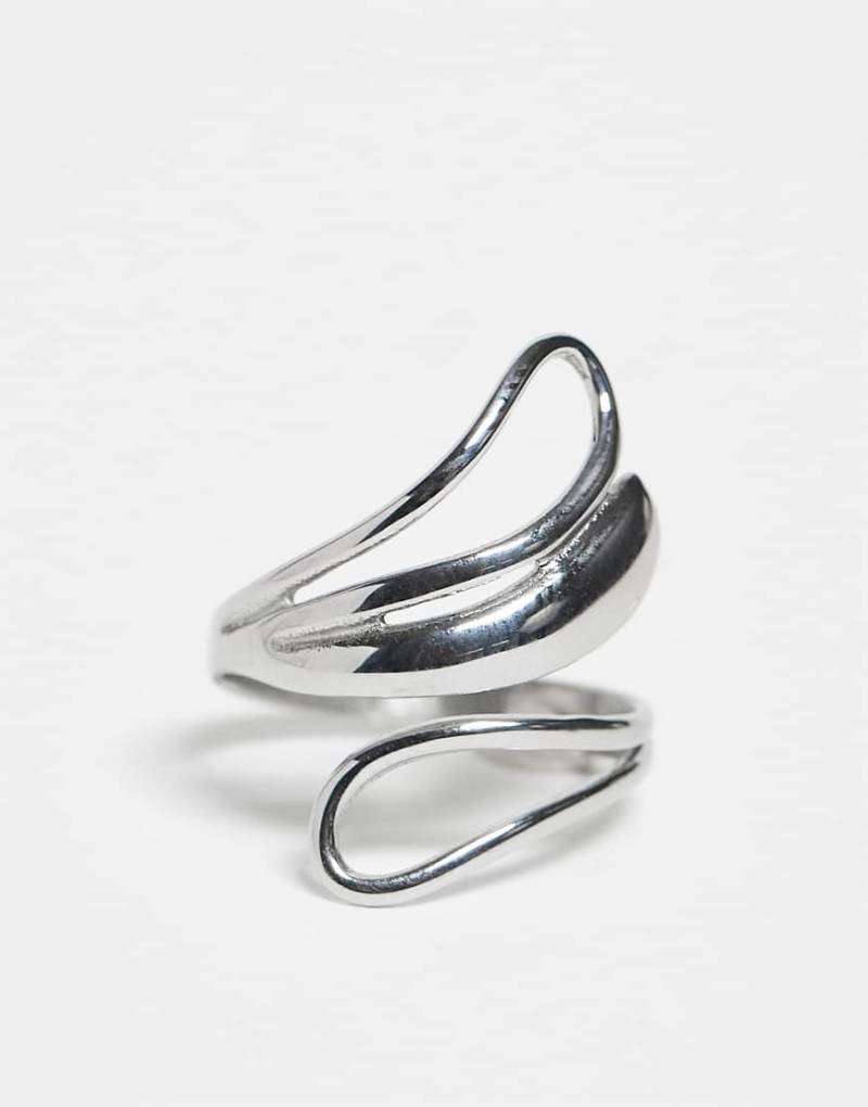 ASOS DESIGN - Silberfarbener Wickelring mit doppeltem Schlaufendetail von ASOS DESIGN