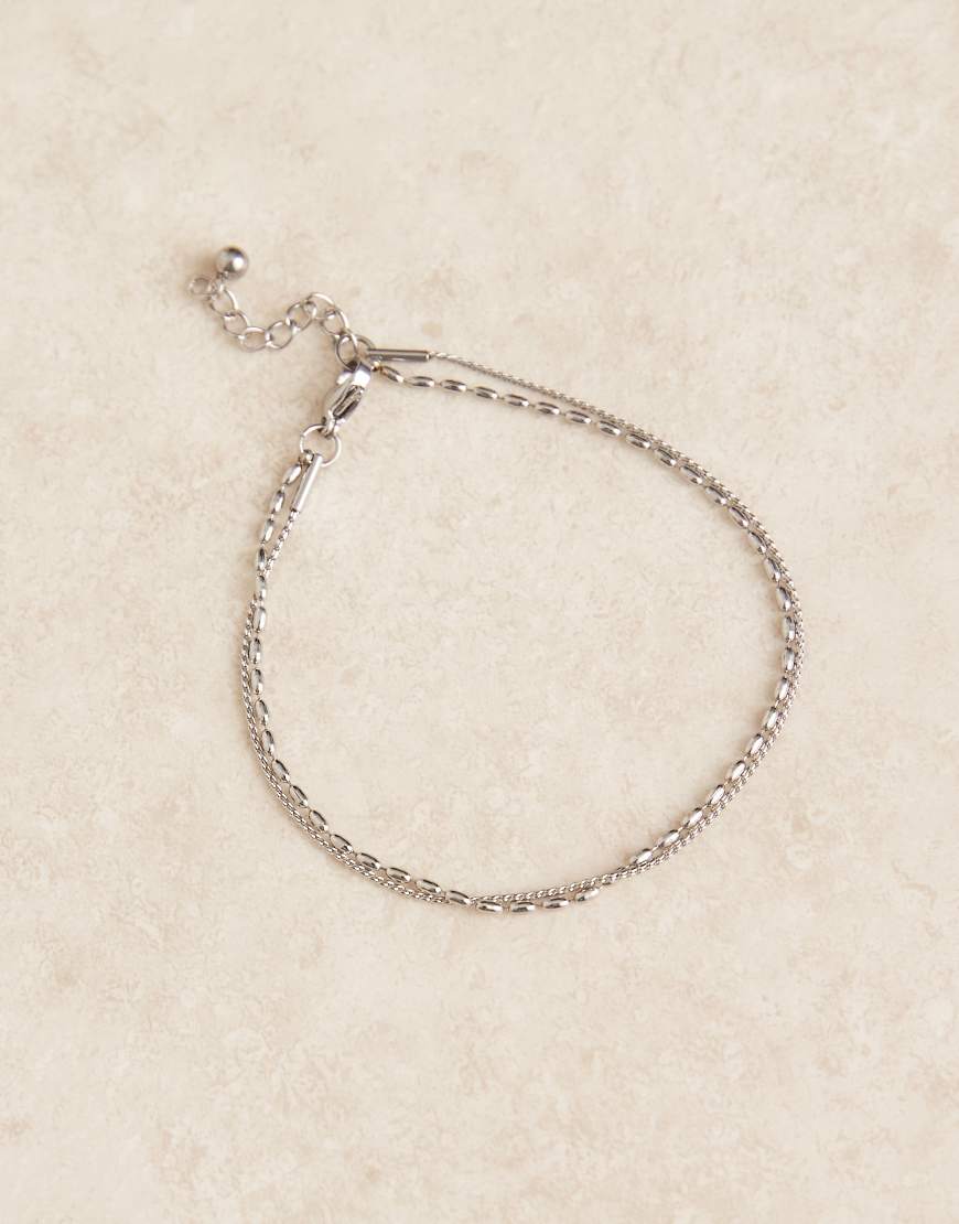 ASOS DESIGN - Silberfarbenes Armband aus wasserfestem Edelstahl mit filigranen Gliedern von ASOS DESIGN